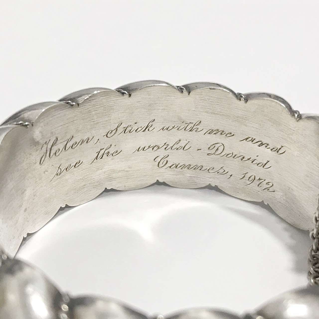 Rene Sitoleux Engraved Silver Bangle