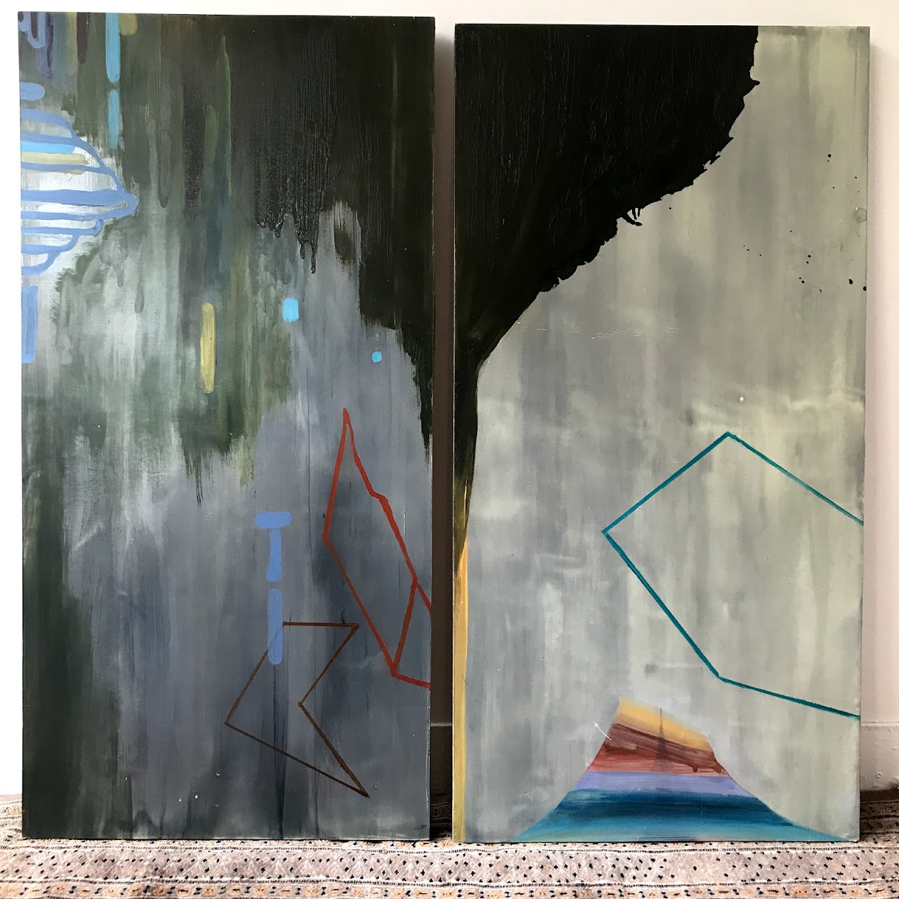 Susan Sharp Signed Diptych Oil Painting