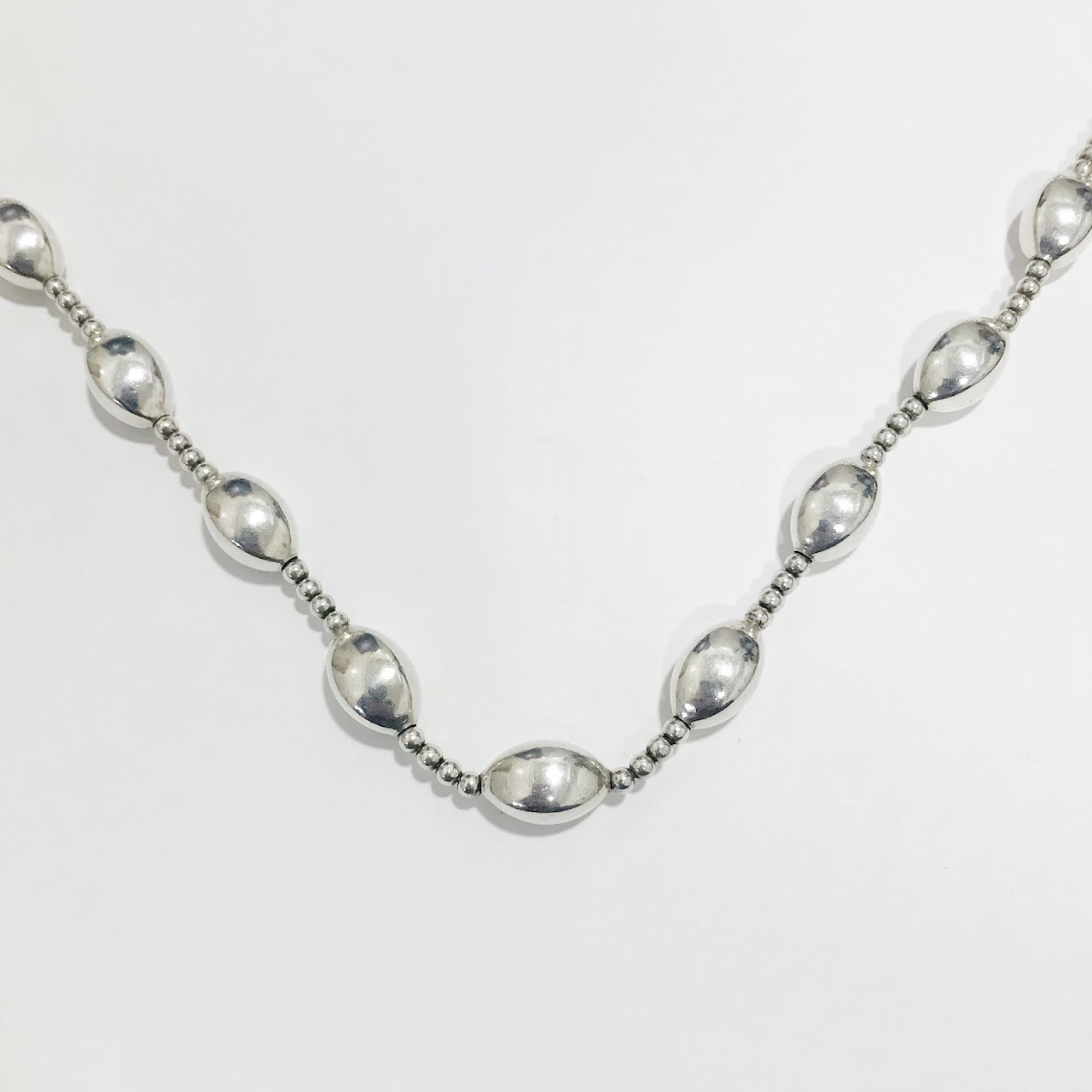 Sterling Silver Bead Station Necklace