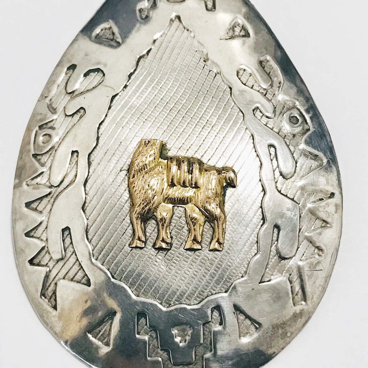 Sterling Silver & 18K Gold Peruvian Teardrop Pendant