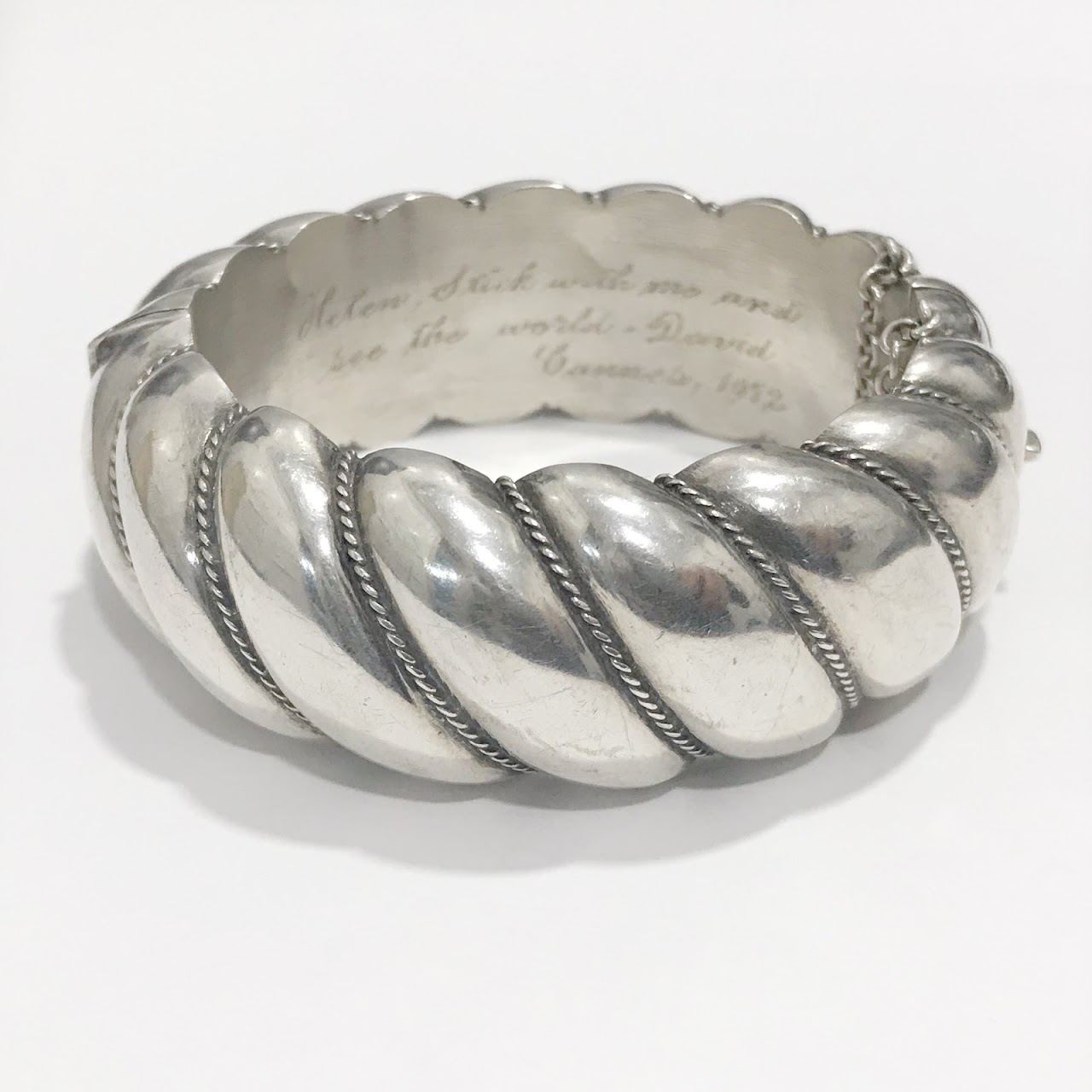 Rene Sitoleux Engraved Silver Bangle