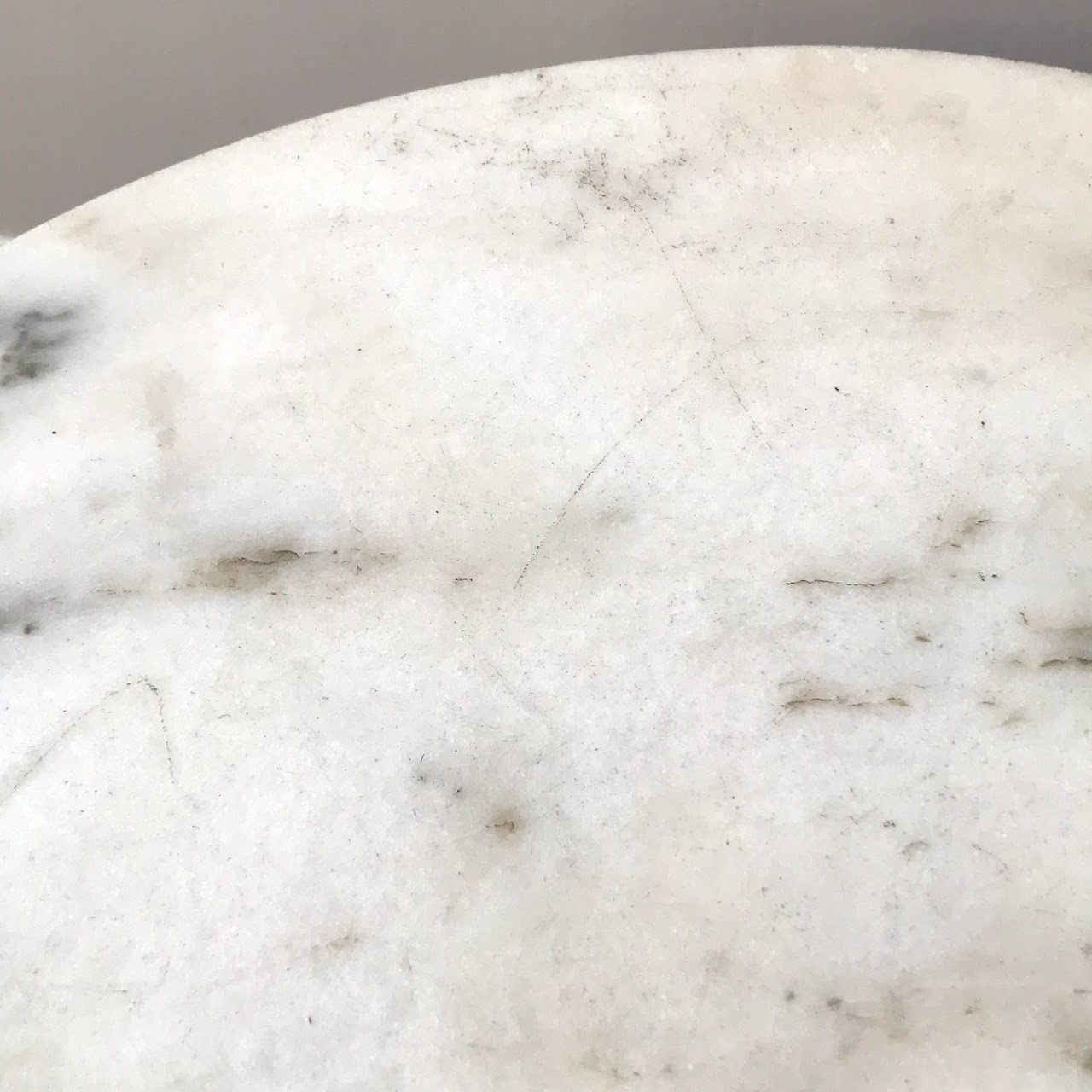 White Granite & Chrome Accent Table