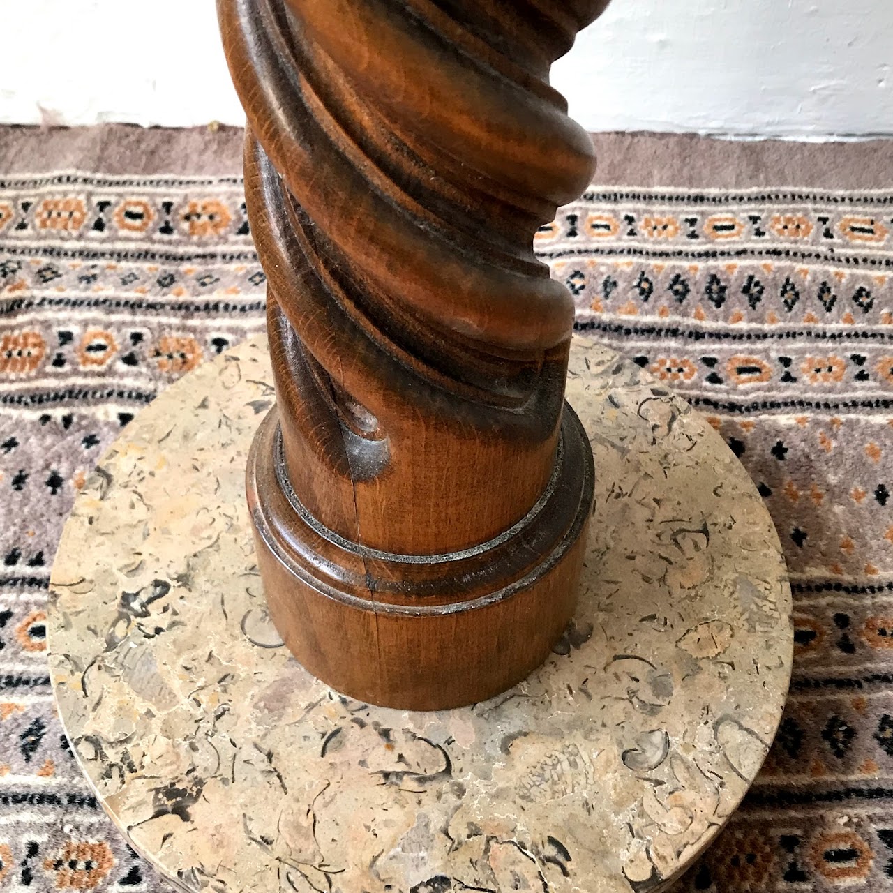 Barley Twist Stone Top Pedestal Table