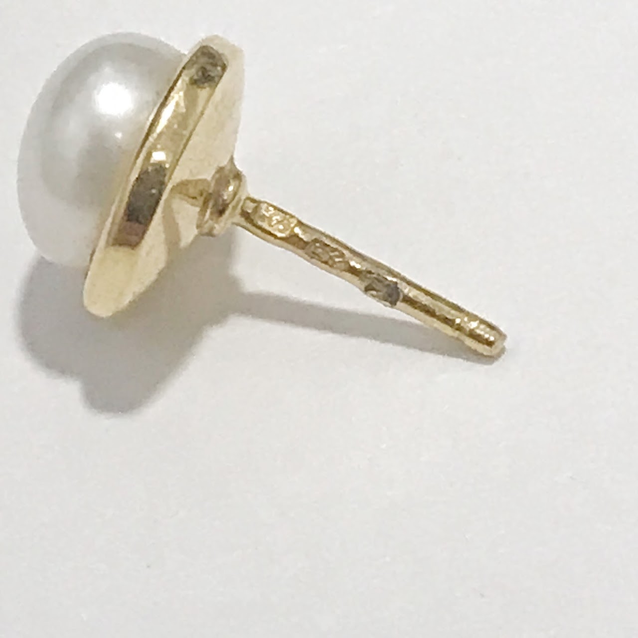 18K Gold & Pearl Button Earrings