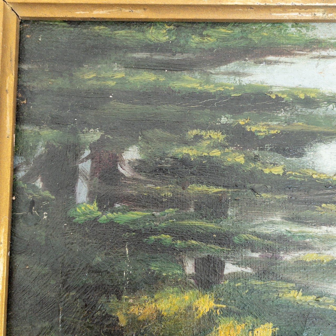 Grace Hewitt Antique 'Tennis Lawn' Signed Oil Painting