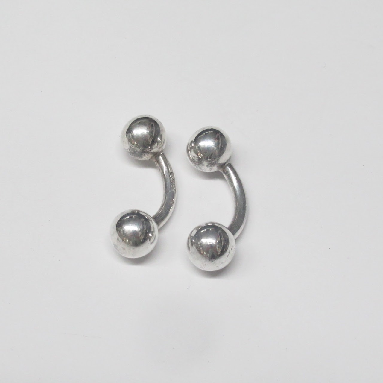 Sterling Silver Barbell Cuff Links