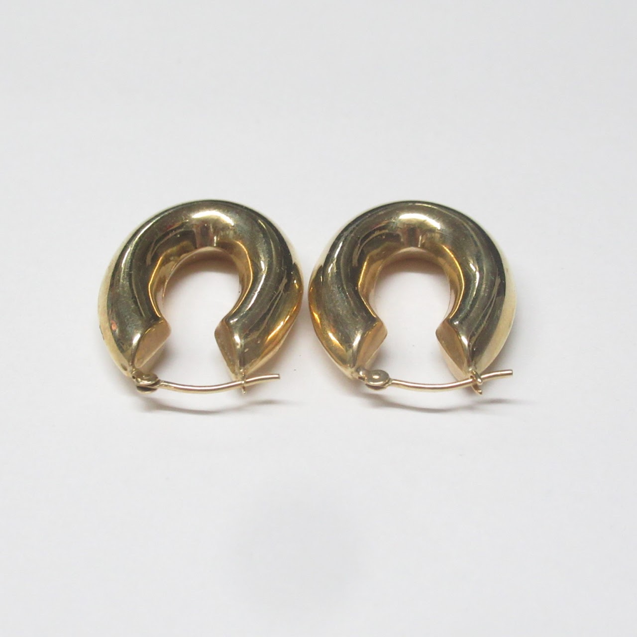 14K Gold Oval Hoop Earrings