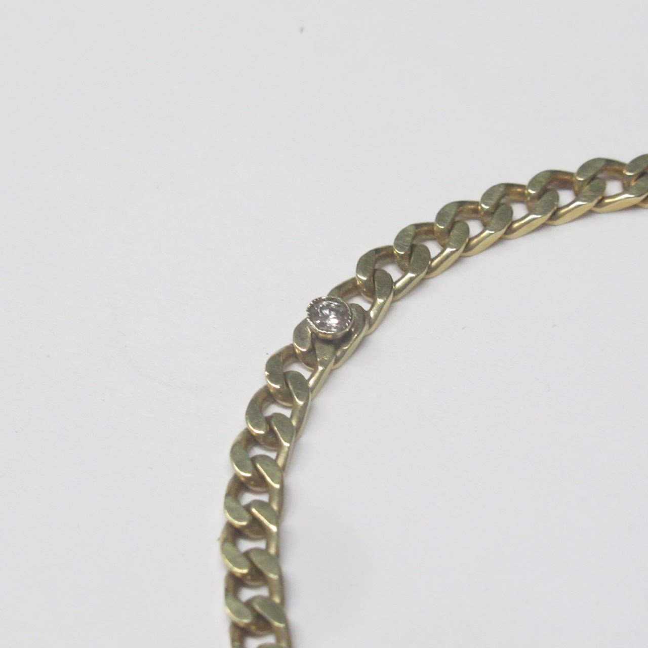 14K Gold Chain Link & Diamond Bracelet