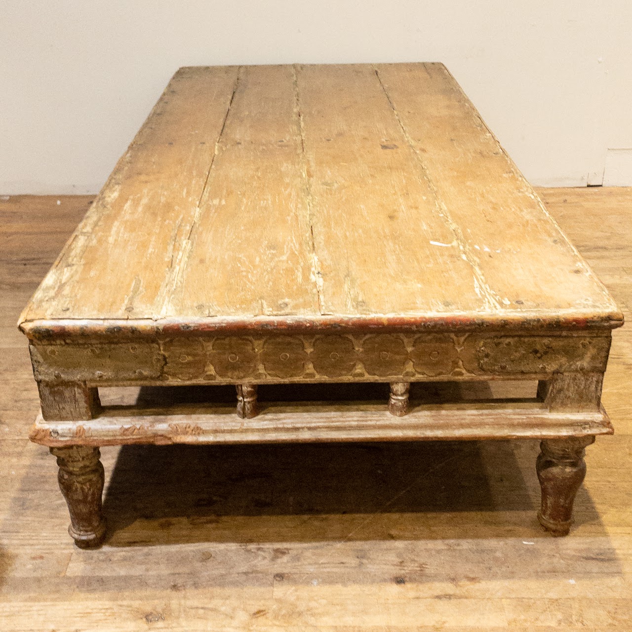 Carved Wood Rustic Coffee Table