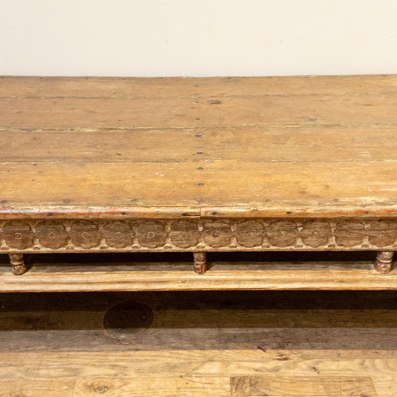 Carved Wood Rustic Coffee Table