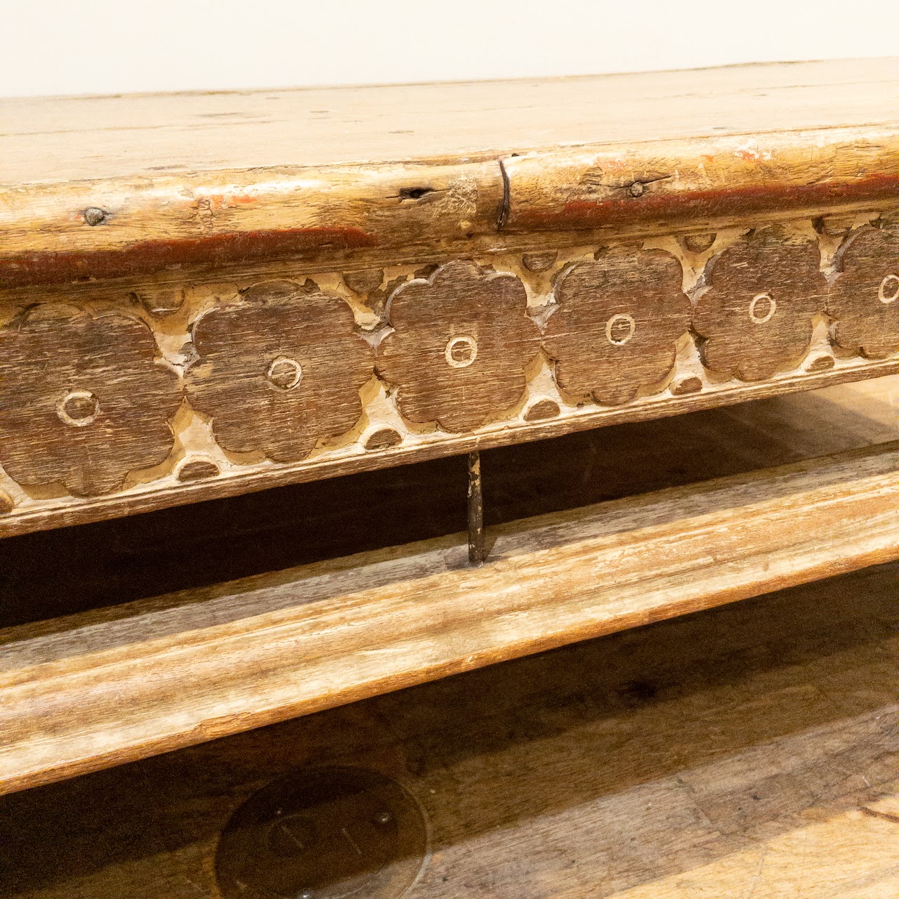 Carved Wood Rustic Coffee Table