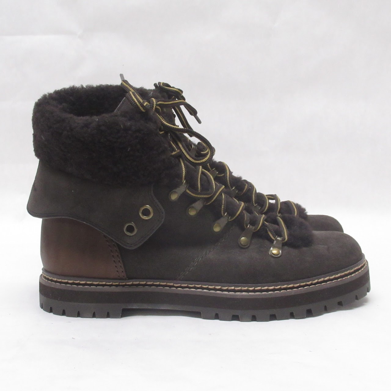 See By Chloé Black  Suede & Shearling Hiking Boots