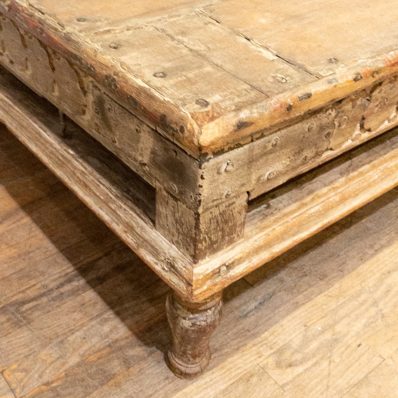 Carved Wood Rustic Coffee Table