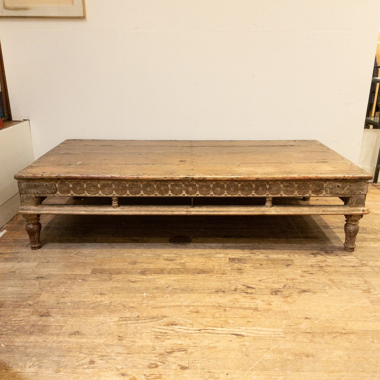 Carved Wood Rustic Coffee Table