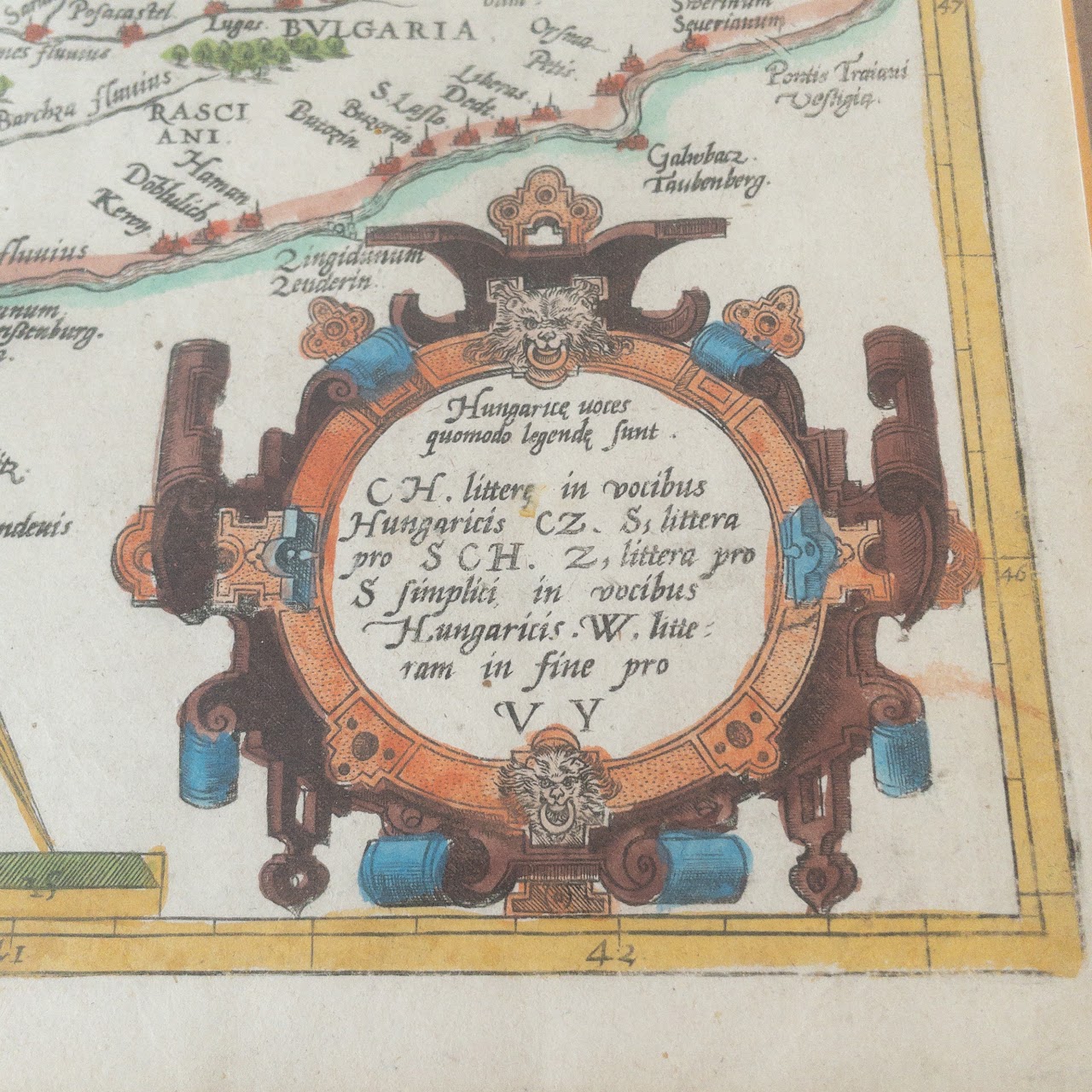 Abraham Ortelius Hungarian Map Copper Plate Engraving, Ca. 1579