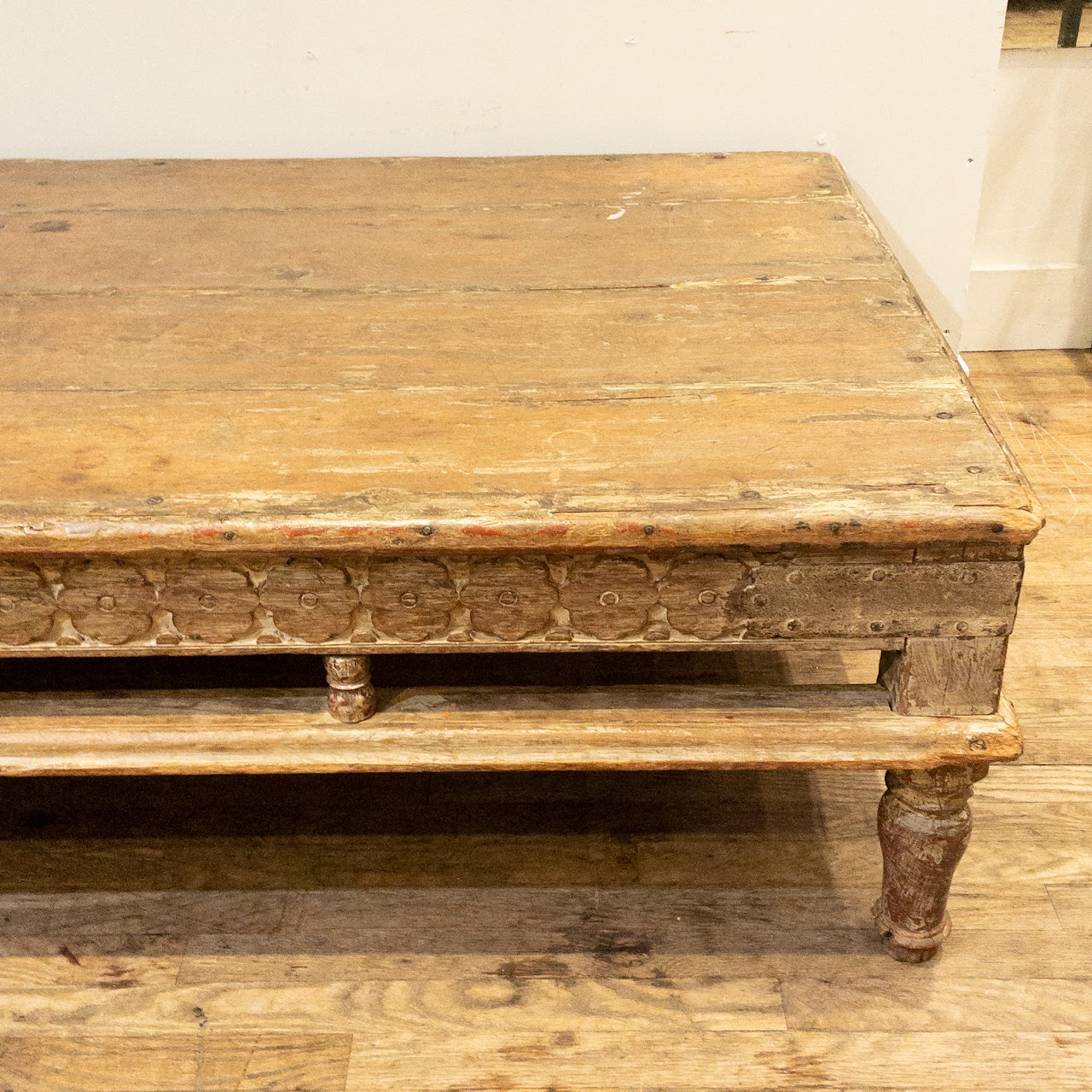 Carved Wood Rustic Coffee Table