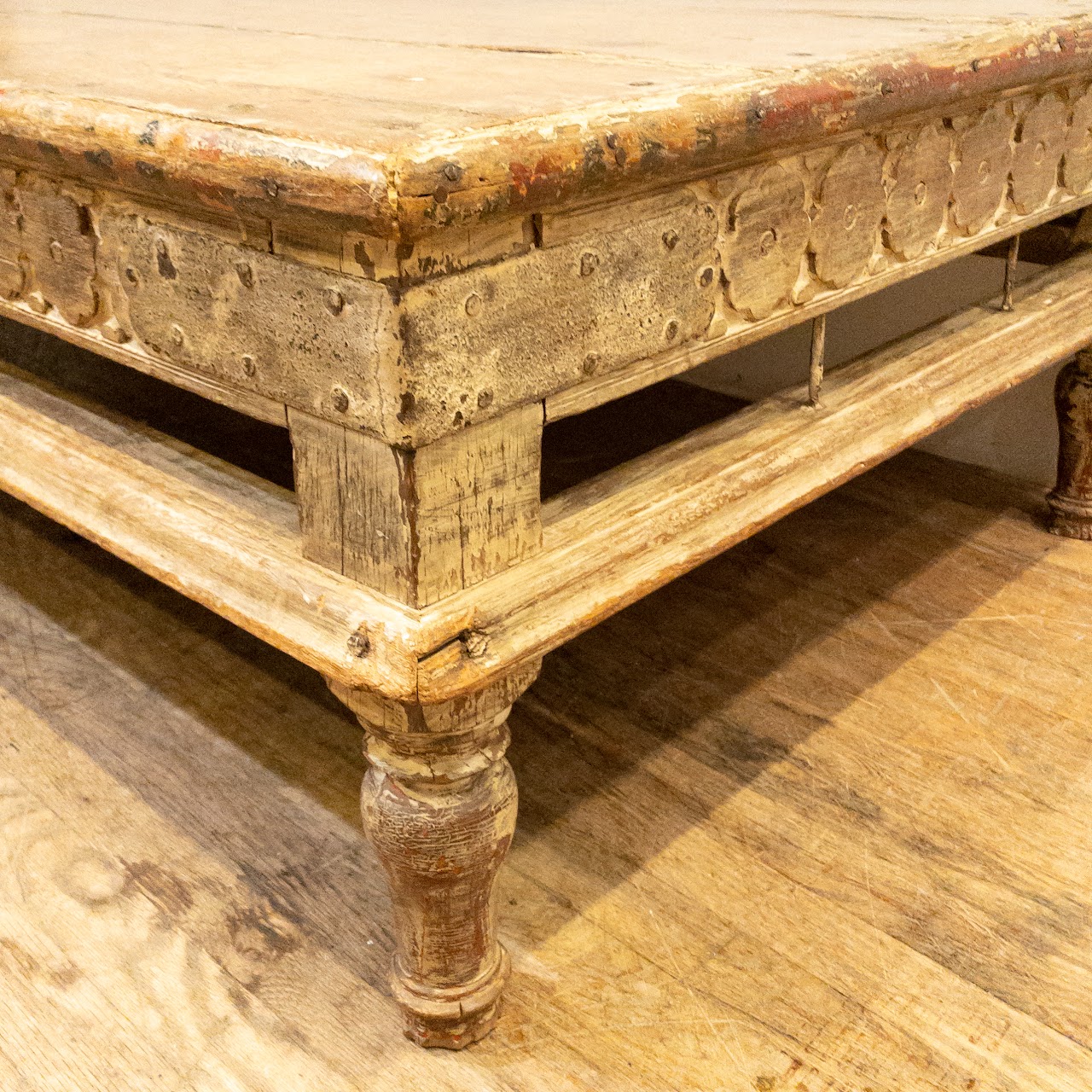 Carved Wood Rustic Coffee Table