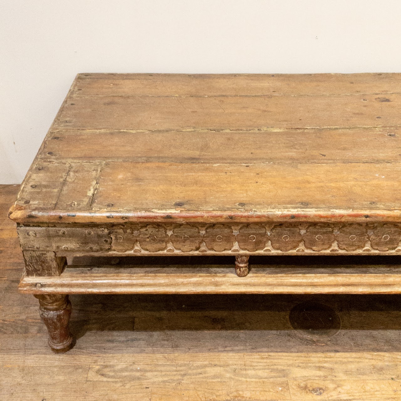 Carved Wood Rustic Coffee Table