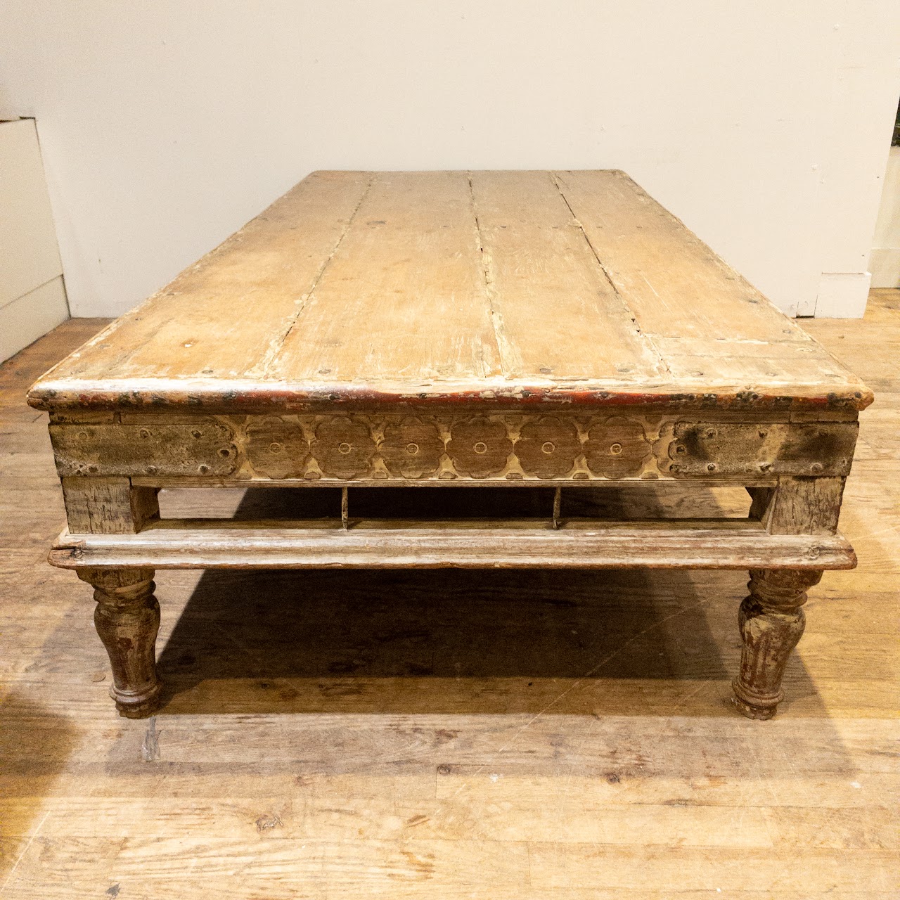 Carved Wood Rustic Coffee Table