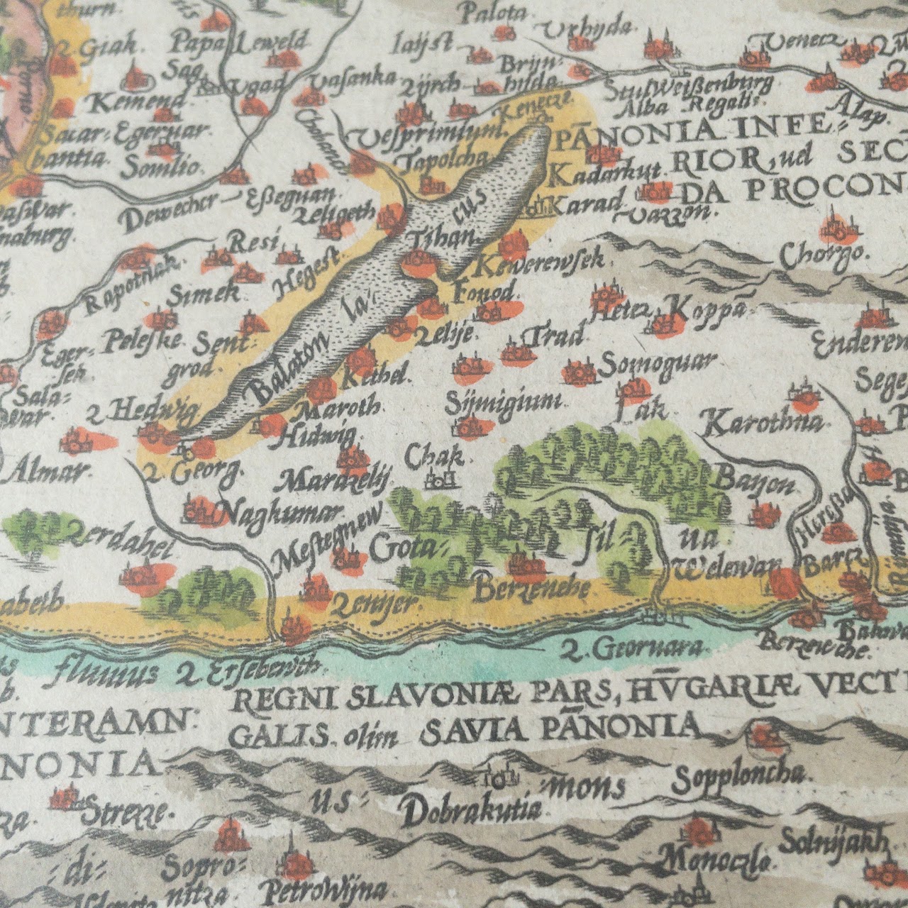 Abraham Ortelius Hungarian Map Copper Plate Engraving, Ca. 1579