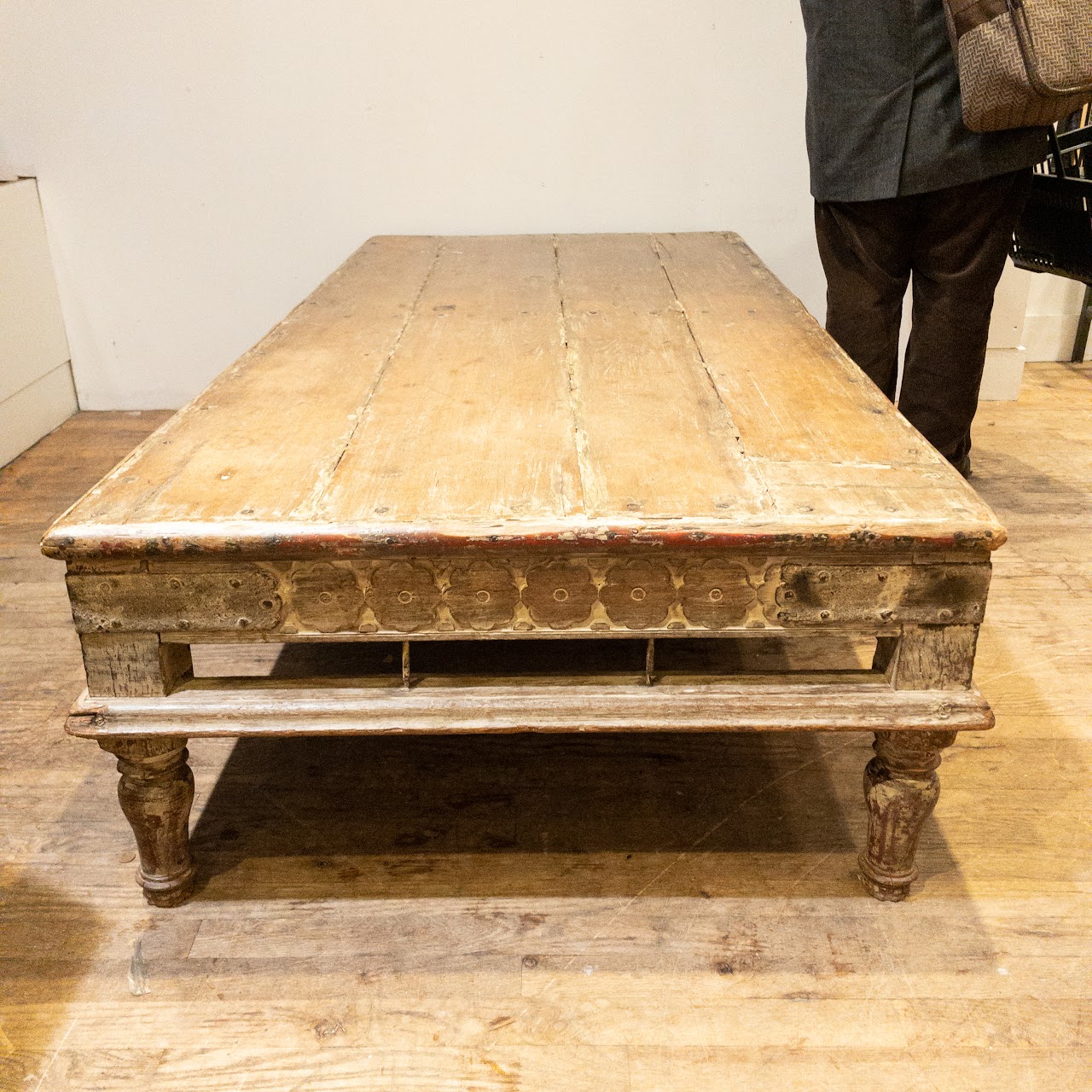 Carved Wood Rustic Coffee Table