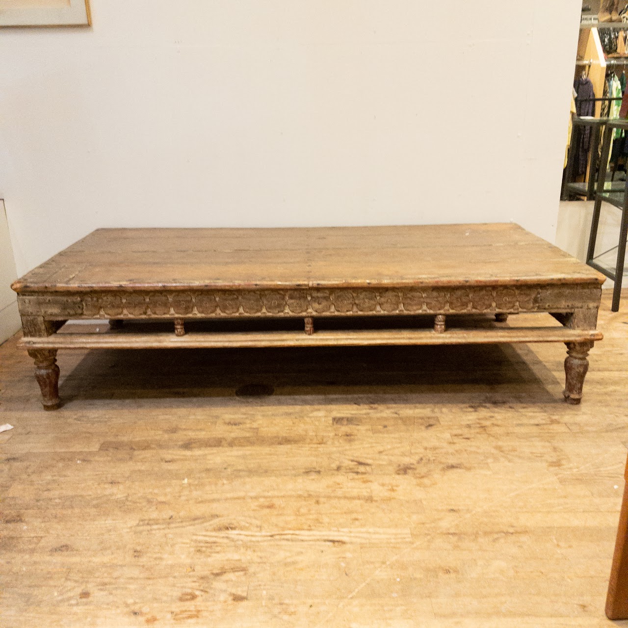 Carved Wood Rustic Coffee Table