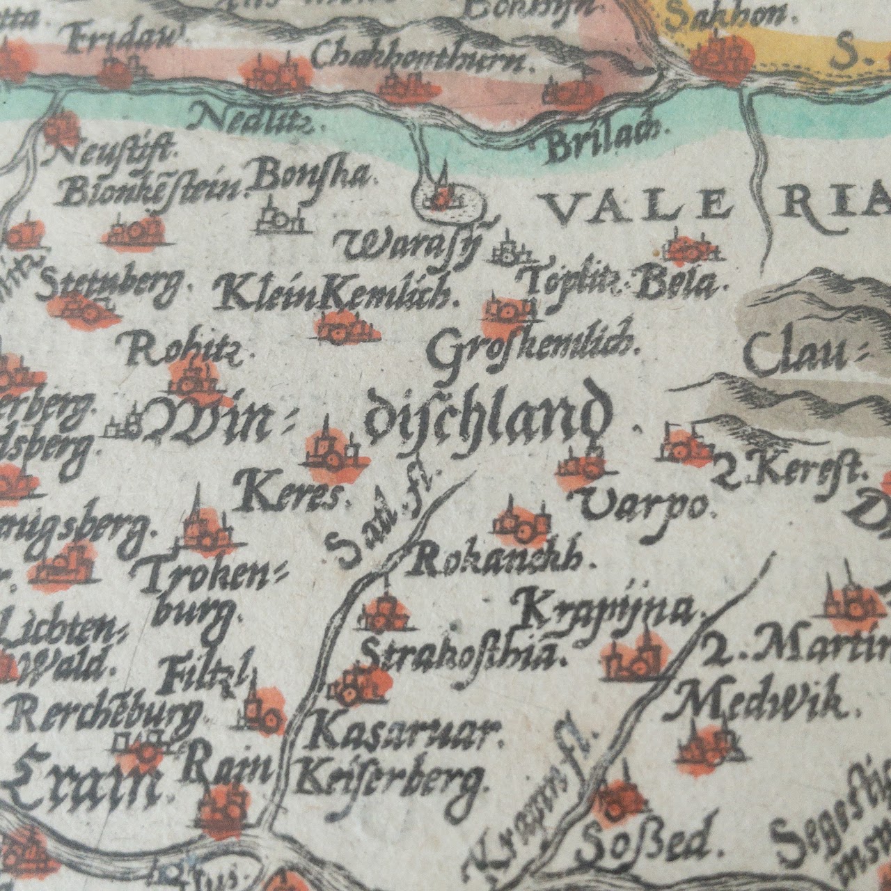 Abraham Ortelius Hungarian Map Copper Plate Engraving, Ca. 1579