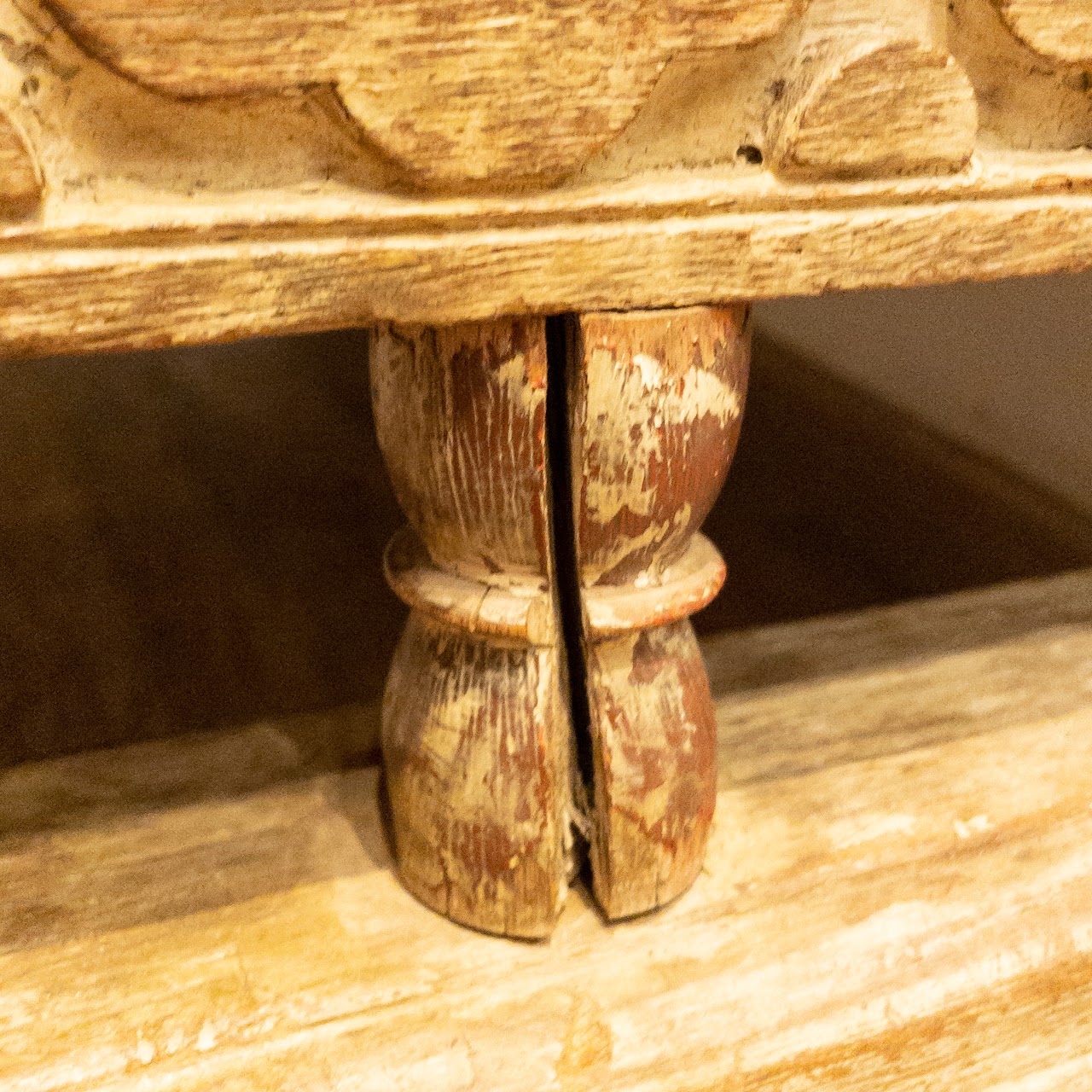 Carved Wood Rustic Coffee Table