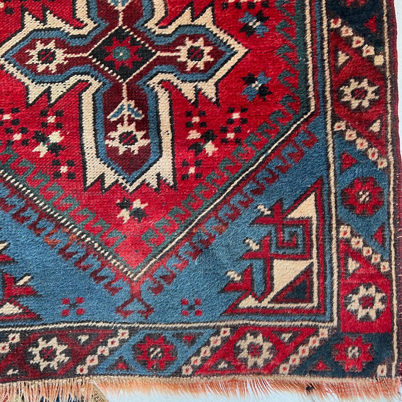 Wool Tribal Blue Field Small Area Rug