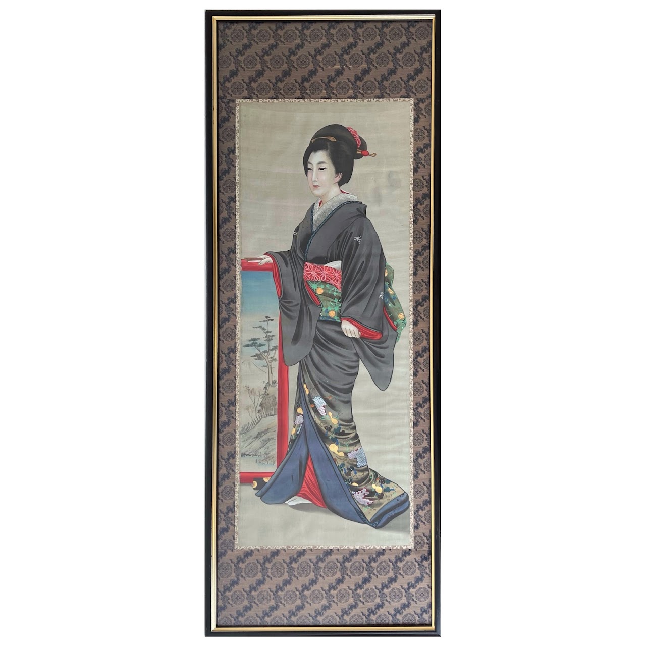 Japanese Large Scale Portrait Painting Pair