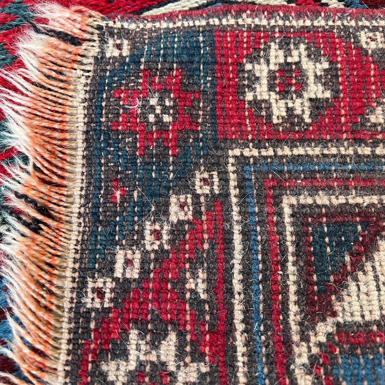 Wool Tribal Blue Field Small Area Rug