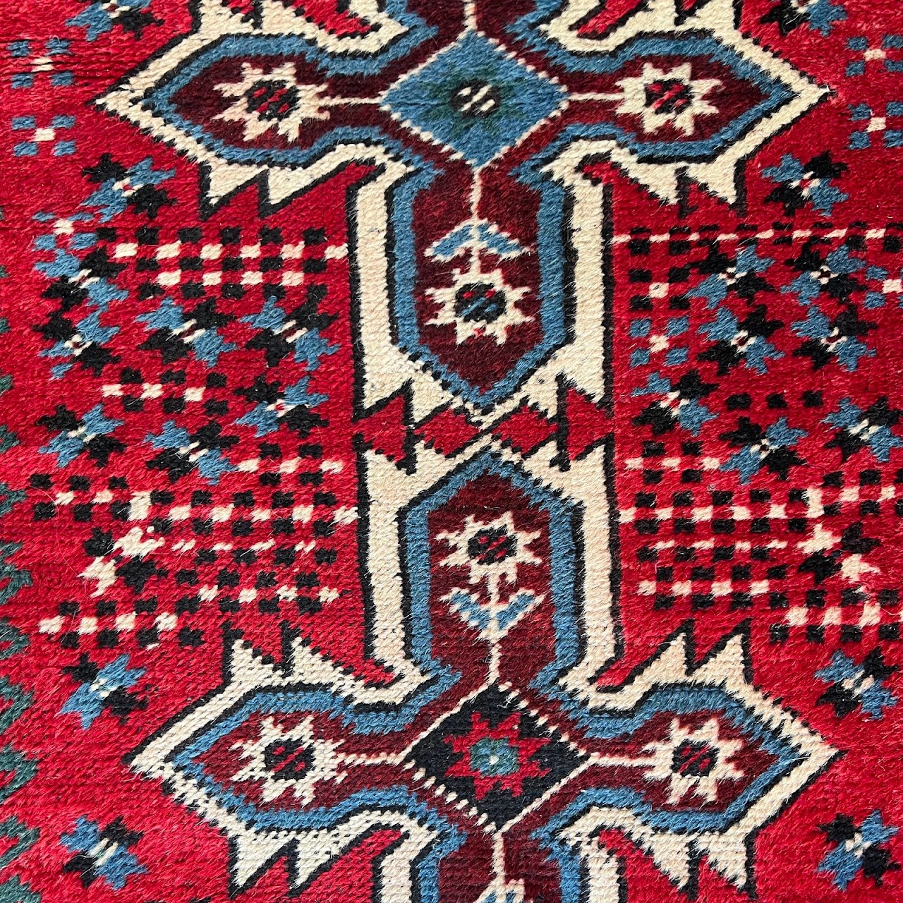 Wool Tribal Blue Field Small Area Rug