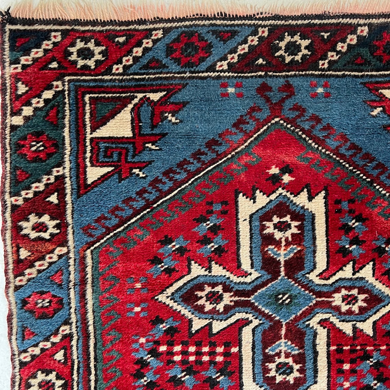 Wool Tribal Blue Field Small Area Rug