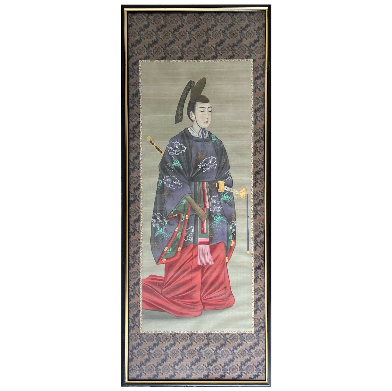 Japanese Large Scale Portrait Painting Pair