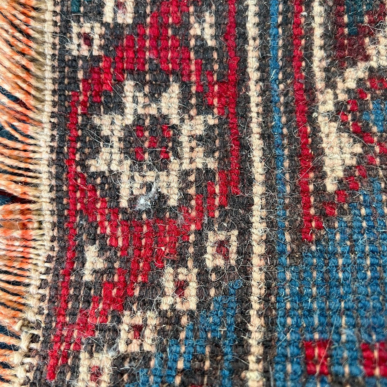 Wool Tribal Blue Field Small Area Rug