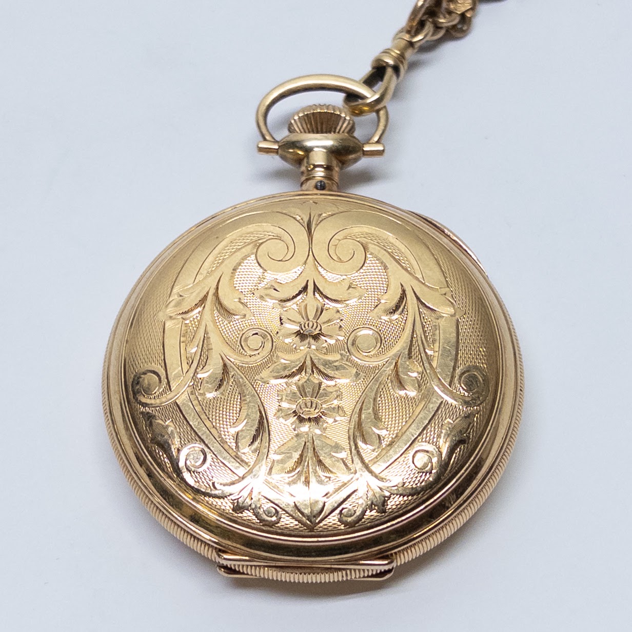 14K Gold Waltham Pocket Watch with 14K Gold Chain