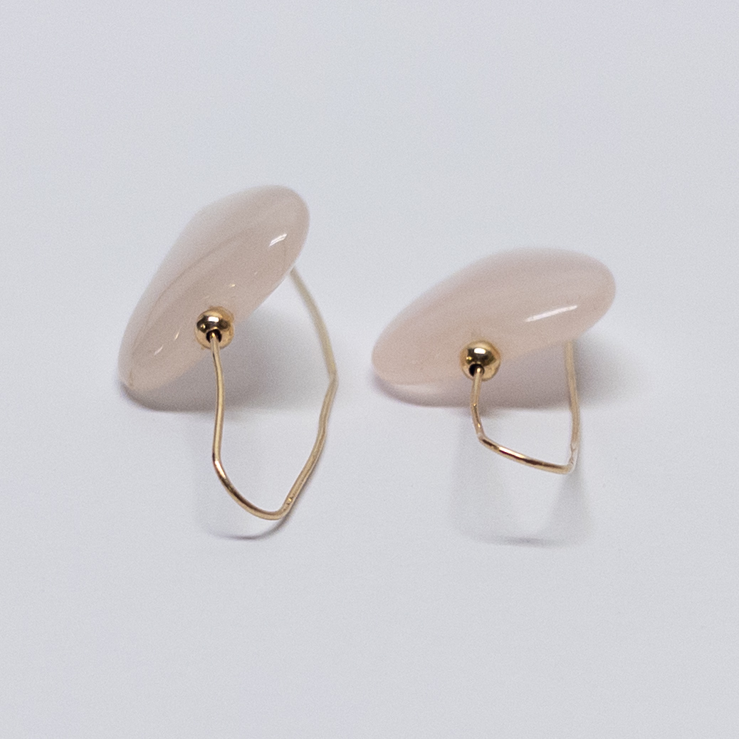 14K Gold and Rose Quartz Heart Earrings