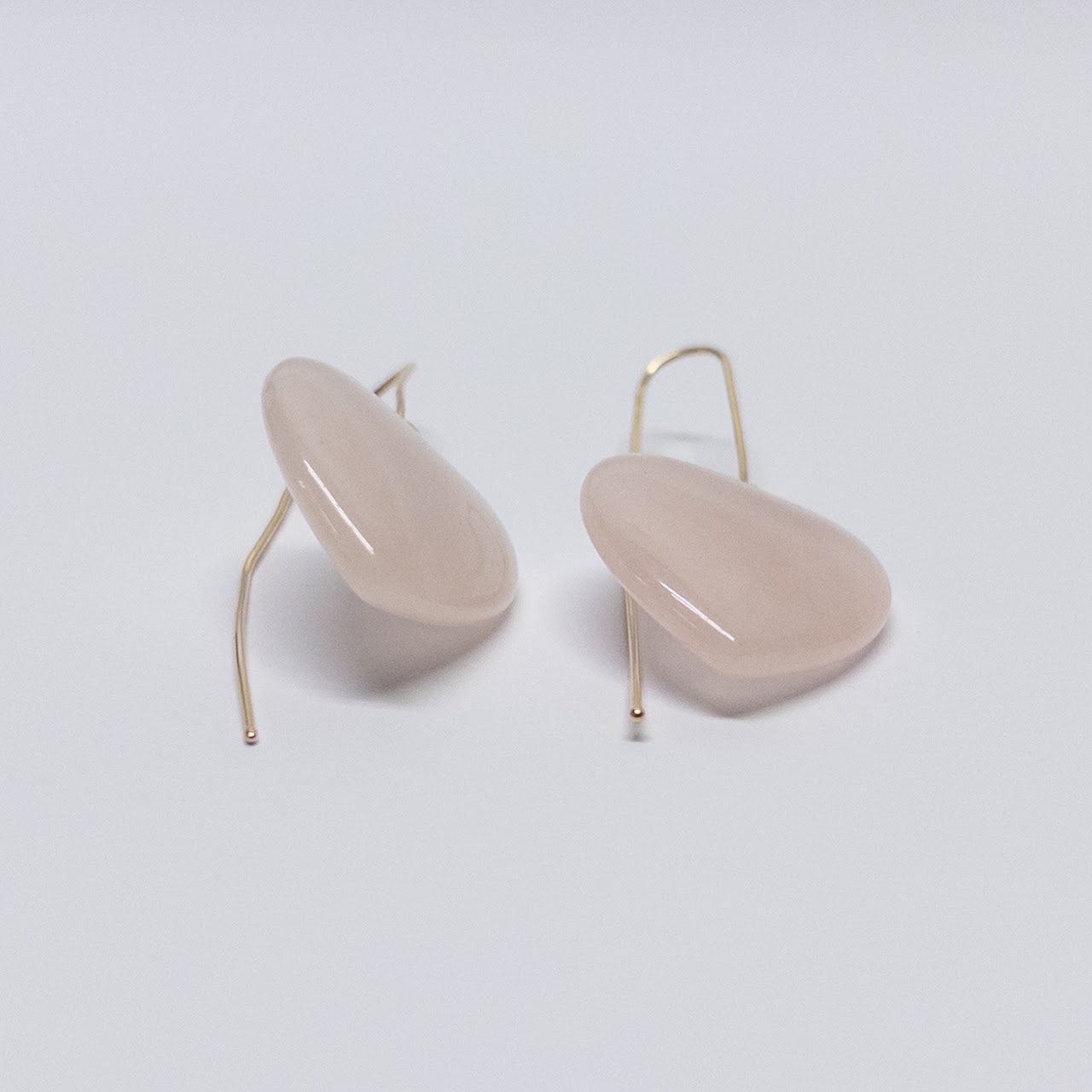 14K Gold and Rose Quartz Heart Earrings