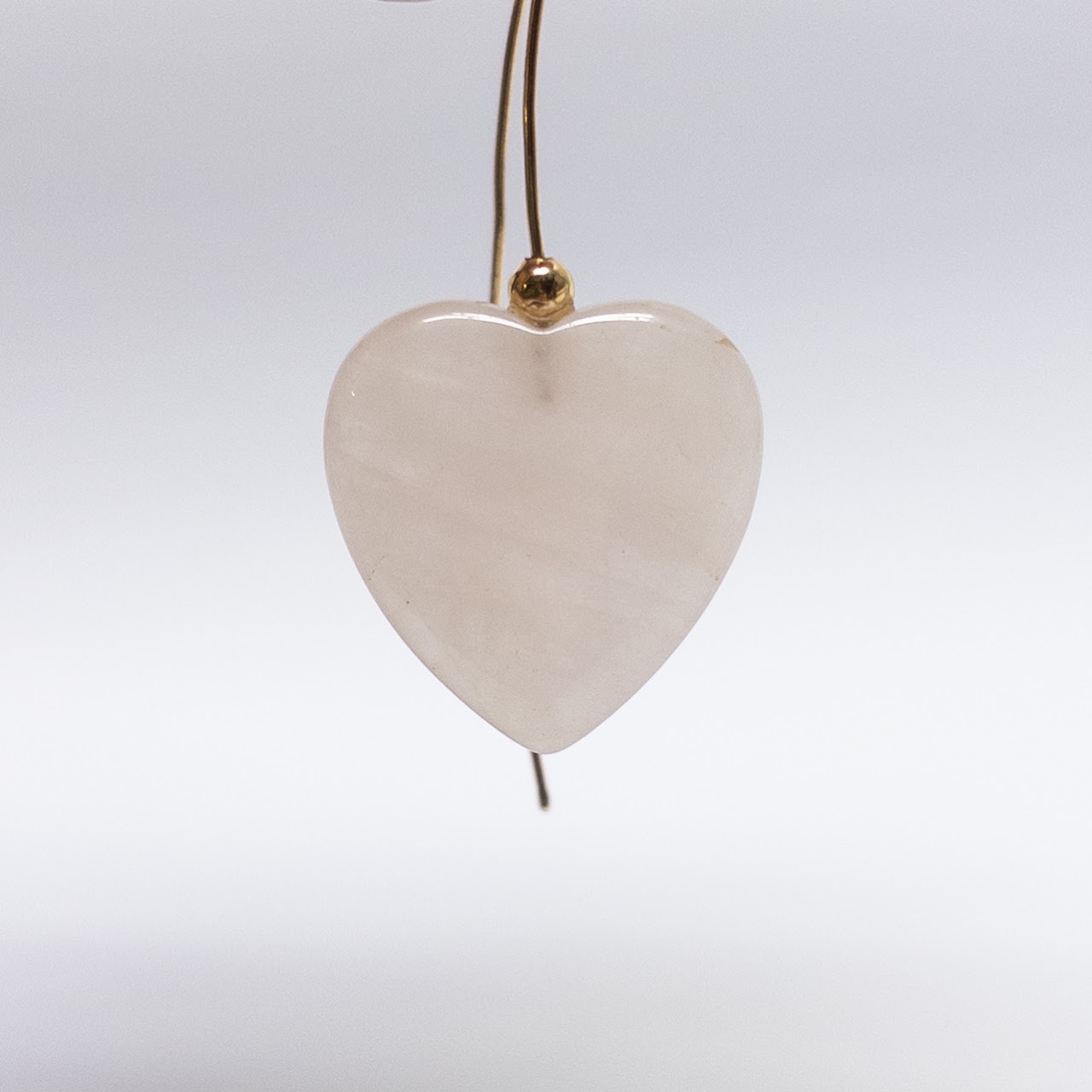 14K Gold and Rose Quartz Heart Earrings