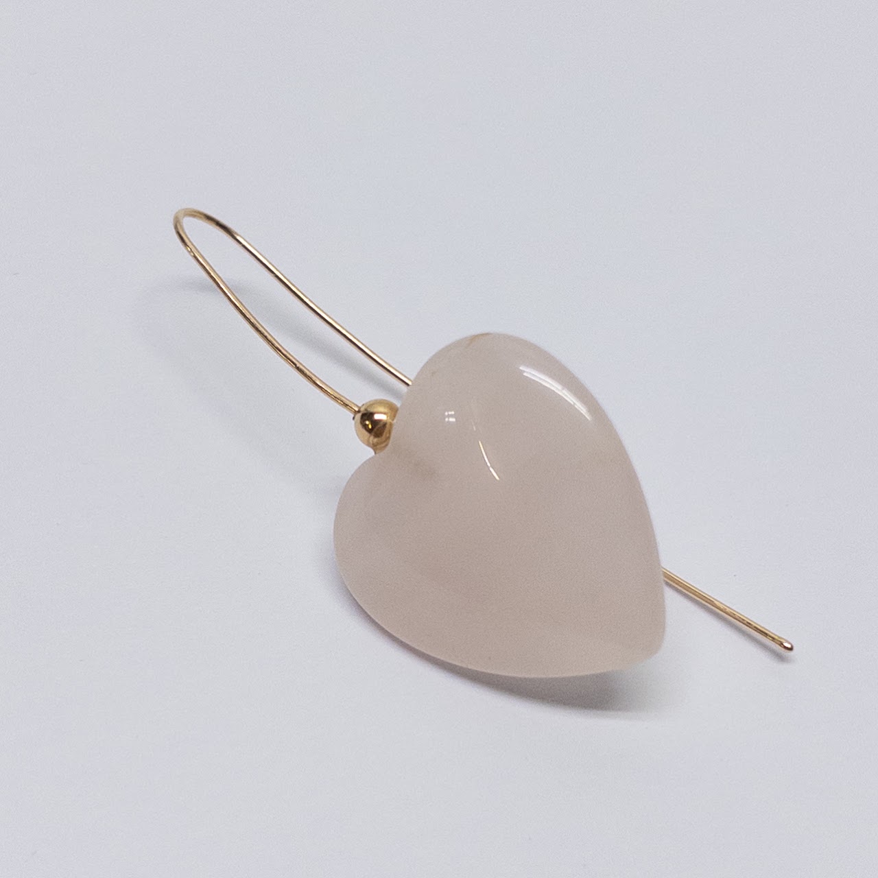 14K Gold and Rose Quartz Heart Earrings