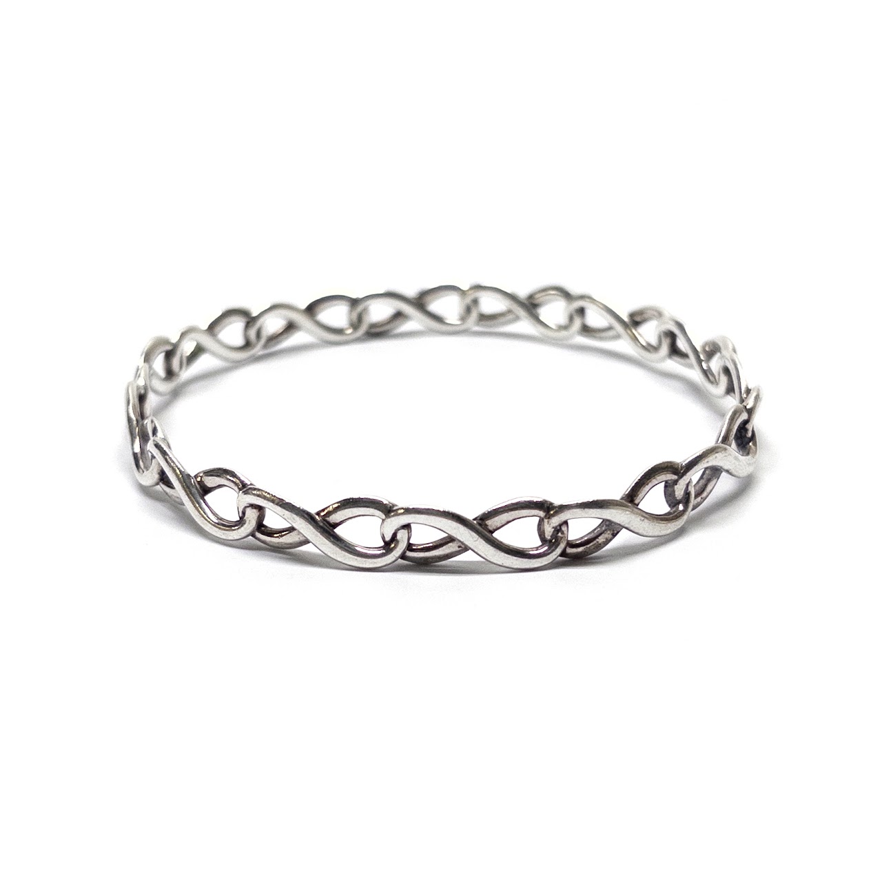 Sterling Silver Twisted Chain Bracelet —