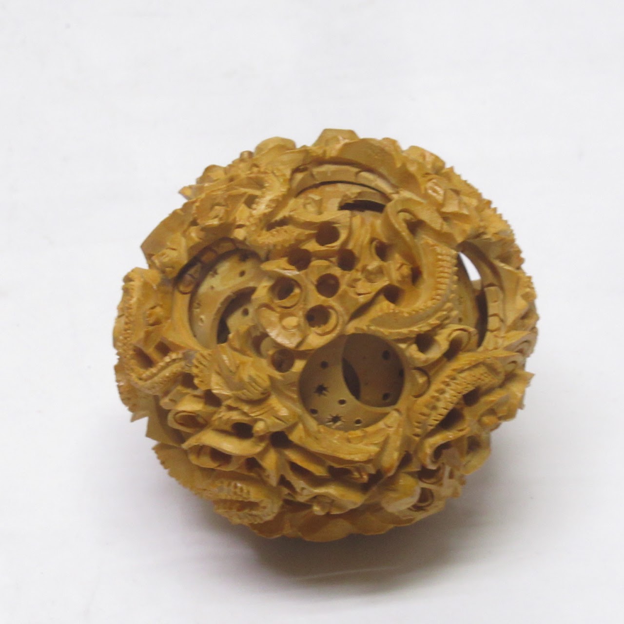 Chinese Carved Wood Puzzle Ball