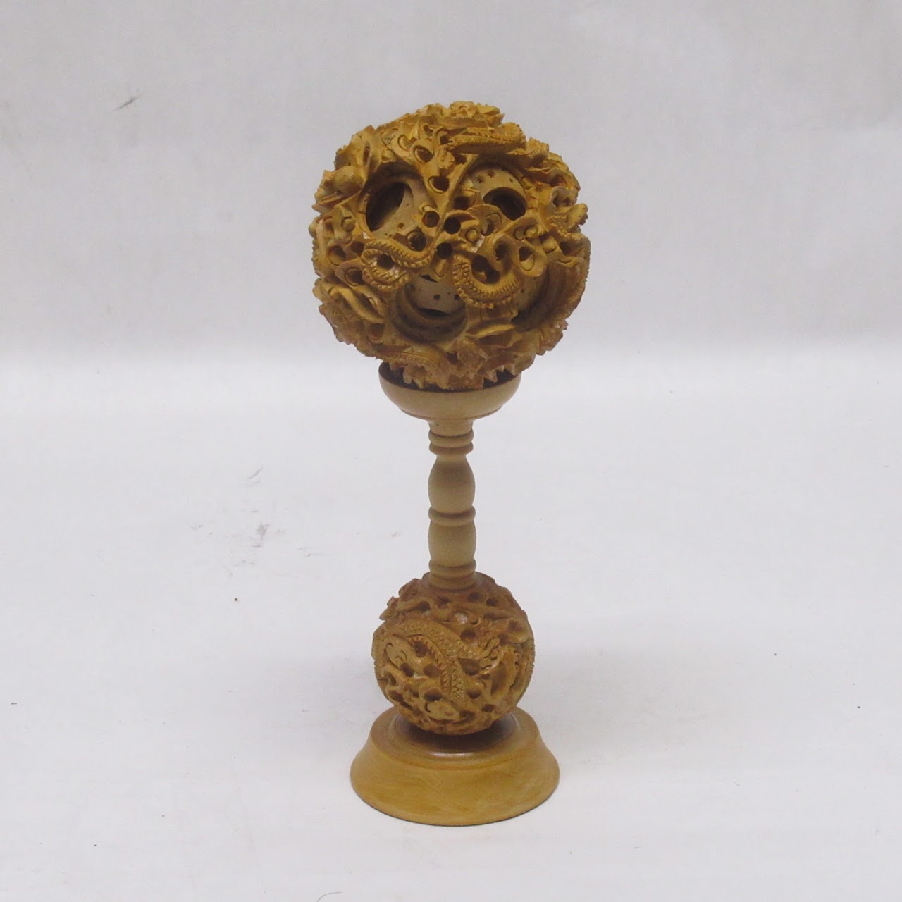 Chinese Carved Wood Puzzle Ball