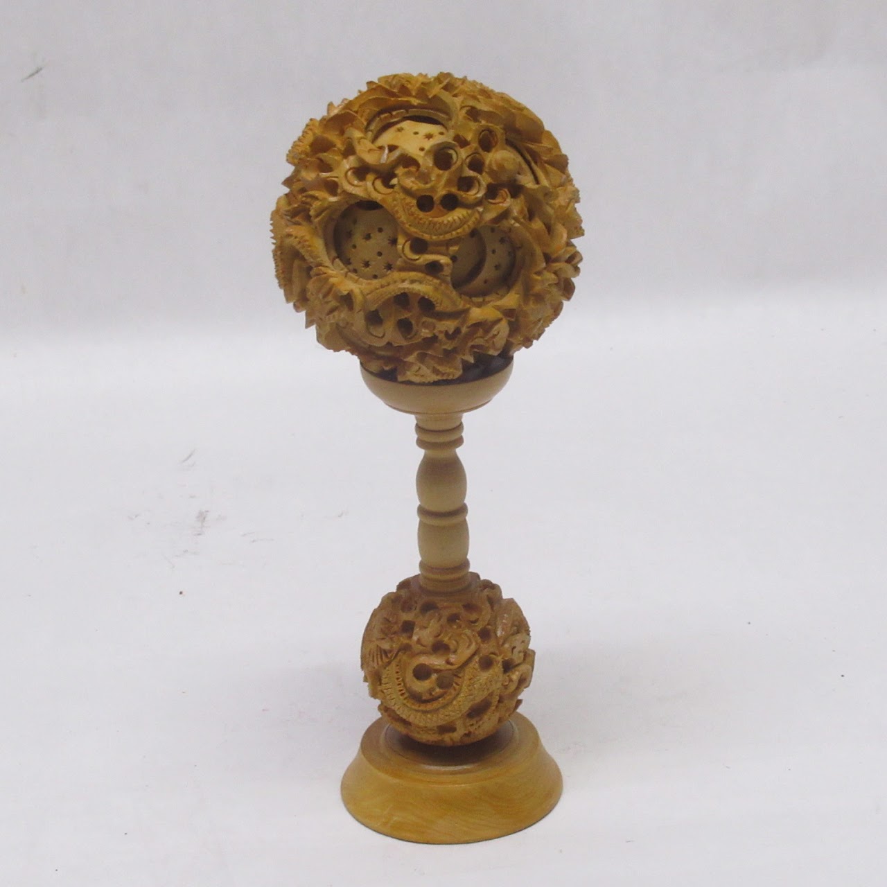 Chinese Carved Wood Puzzle Ball