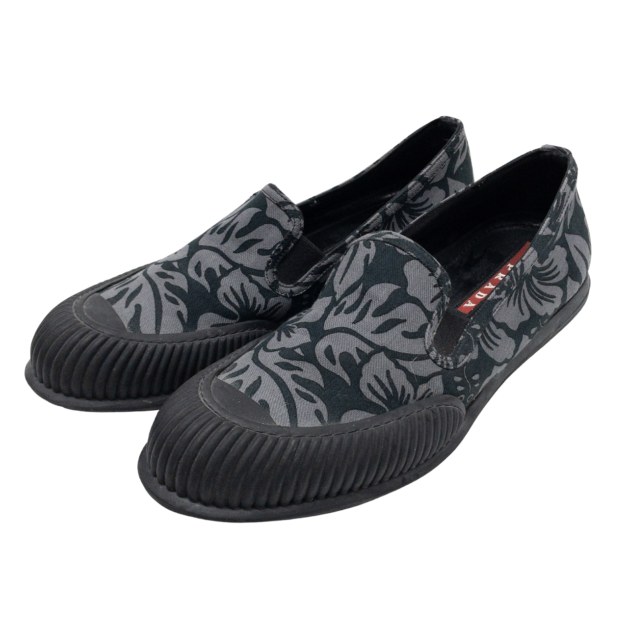 Prada Canvas Black & Grey Hibiscus Sneakers