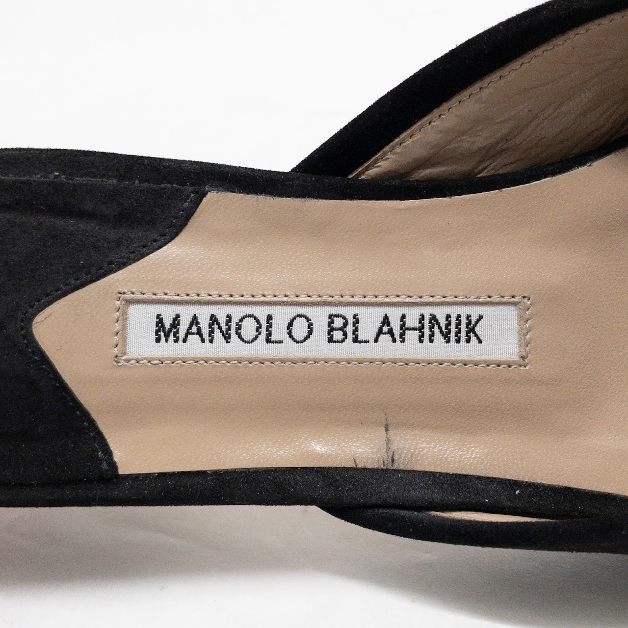 Manolo Blahnik Suede Ballerimu Open-Back Flats