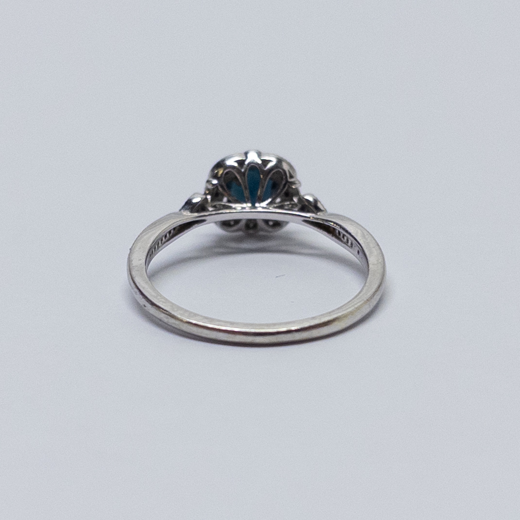 10K Diamond & Dark Blue Stone Ring