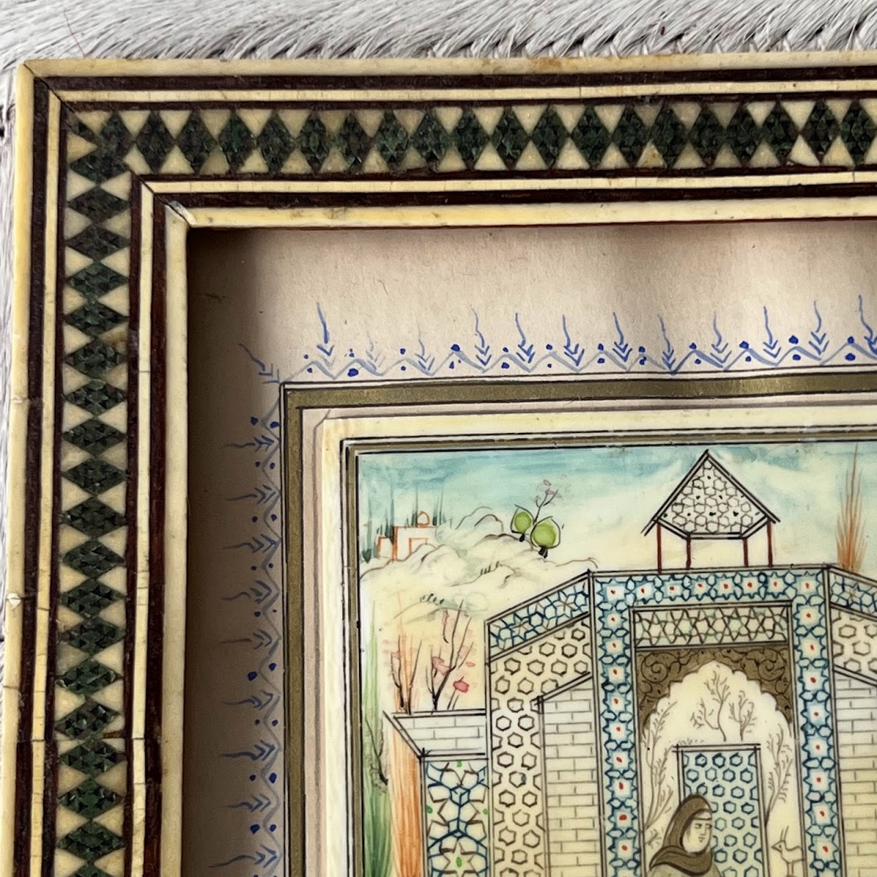 Indian Vintage Miniature Court Scene Painting on Bone #2