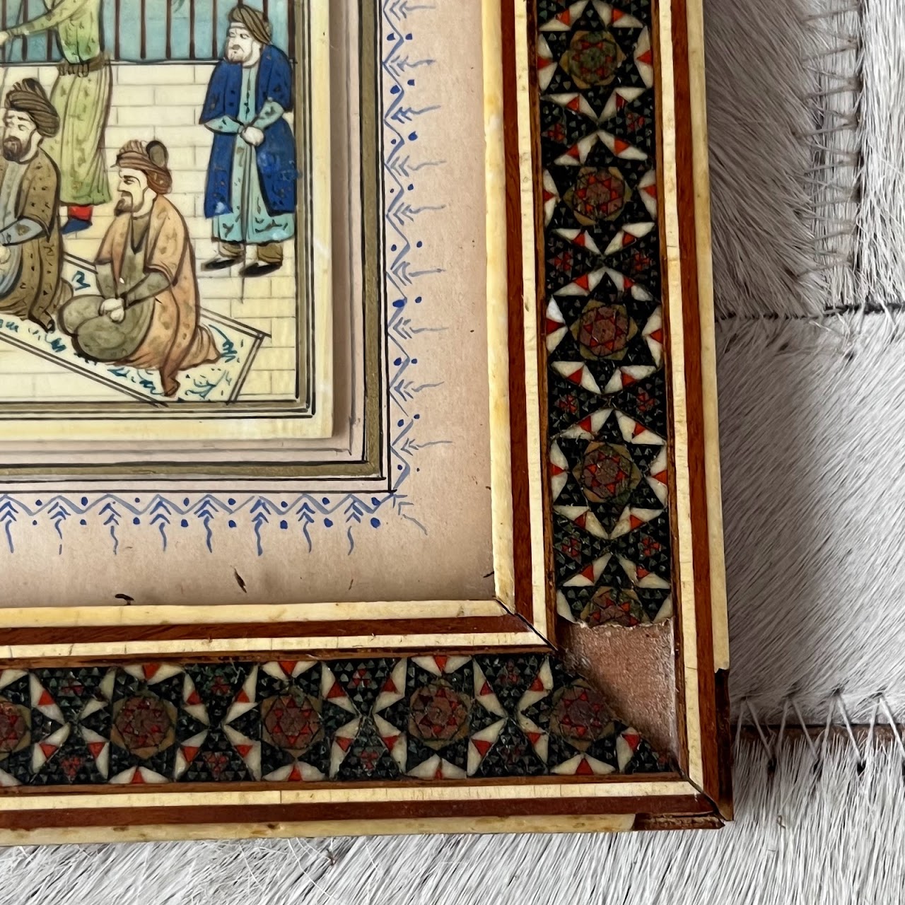 Indian Vintage Miniature Court Scene Painting on Bone #1