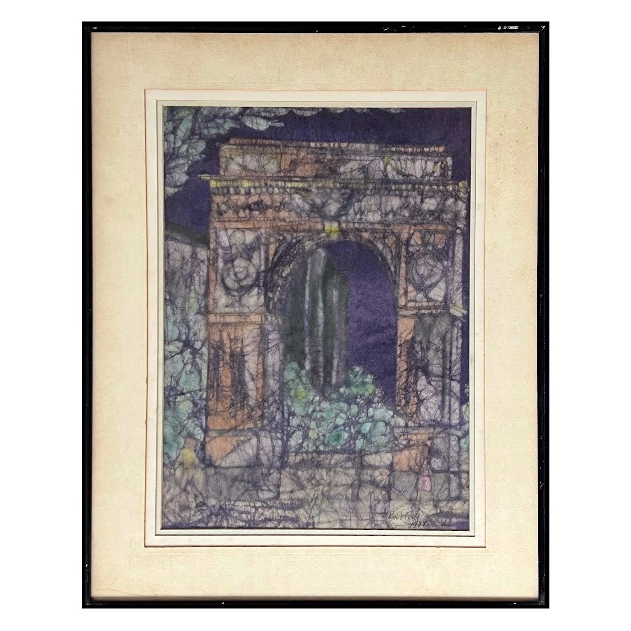 Marie Costa 1977 Washington Square Arch Signed Batik